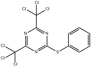 2-(Phenylthio)-4,6-bis(trichloromethyl)-1,3,5-triazine Struktur