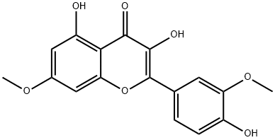 3,4',5-トリヒドロキシ-3',7-ジメトキシフラボン 化学構造式
