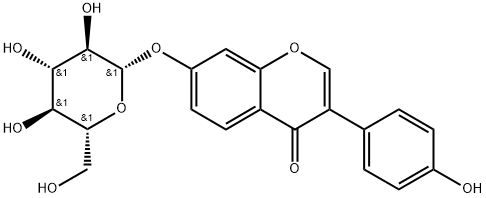 4'-ヒドロキシ-7-(β-D-グルコピラノシルオキシ)イソフラボン 化学構造式