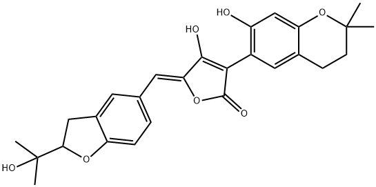 3-(3,4-Dihydro-7-hydroxy-2,2-dimethyl-2H-1-benzopyran-6-yl)-5-[(Z)-[2,3-dihydro-2-(1-hydroxy-1-methylethyl)benzofuran-5-yl]methylene]-4-hydroxy-2(5H)-furanone Structure