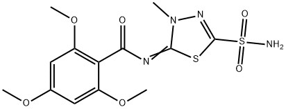 N-(4,5-Dihydro-4-methyl-2-sulfamoyl-1,3,4-thiadiazol-5-ylidene)-2,4,6-trimethoxybenzamide 结构式