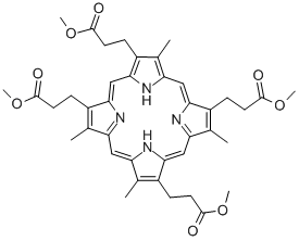 3,8,13,17-テトラメチル-21H,23H-ポルフィリン-2,7,12,18-テトラプロパン酸テトラメチル 化学構造式