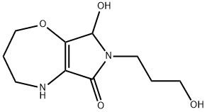 2,3,4,5,7,8-ヘキサヒドロ-8-ヒドロキシ-7-(3-ヒドロキシプロピル)-6H-ピロロ[3,4-b][1,4]オキサゼピン-6-オン 化学構造式