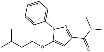 N,N-ジメチル-5-(イソペンチルオキシ)-1-フェニル-1H-ピラゾール-3-カルボアミド 化学構造式