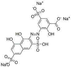 Chromazol KS Benzoic acid, 3-[(1,8-dihydroxy-3,6-disulfo-2-naphthalenyl)azo]-2-hydroxy-5-sulfo-, trisodium salt Struktur