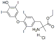 rac-(R*)-2-アミノ-3-[4-(4-ヒドロキシ-3,5-ジヨードフェノキシ)-3,5-ジヨードフェニル]-2-メチルプロピオン酸エチル/塩酸,(1:1) 化学構造式