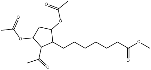 2-アセチル-3,5-ビス(アセチルオキシ)シクロペンタンヘプタン酸メチル 化学構造式