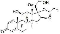 3,20-ジオキソ-9-フルオロ-16β-メチルプレグナ-1,4-ジエン-11β,17,21-トリオール17-プロピオナート 化学構造式