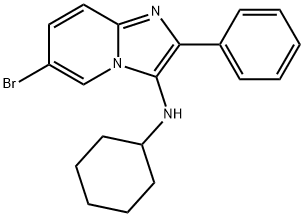 2-フェニル-3-シクロヘキシルアミノ-6-ブロモイミダゾ[1,2-a]ピリジン 化学構造式