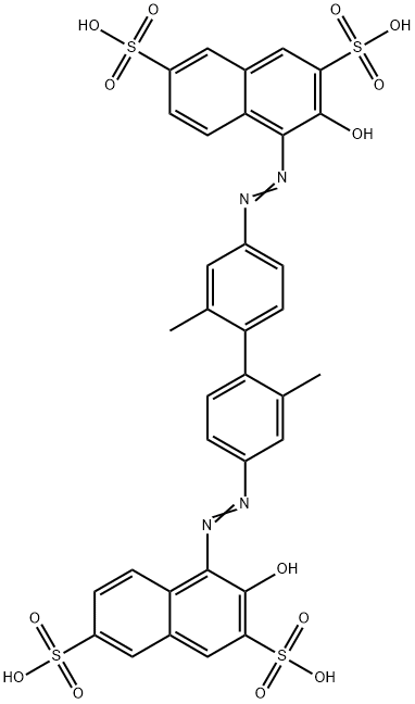4,4'-[(2,2'-ジメチル[1,1'-ビフェニル]-4,4'-ジイル)ビス(アゾ)]ビス[3-ヒドロキシ-2,7-ナフタレンジスルホン酸] 化学構造式