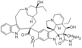 3α-(ヒドラジノカルボニル)-3-デス(メトキシカルボニル)-4-O-デスアセチルビンカロイコブラスチン 化学構造式