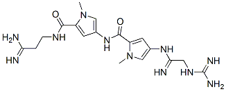 N-[5-[(3-アミノ-3-イミノプロピル)カルバモイル]-1-メチル-1H-ピロール-3-イル]-4-[(2-グアニジノアセトイミドイル)アミノ]-1-メチル-1H-ピロール-2-カルボキサミド 化学構造式