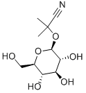 2-(β-D-グルコピラノシルオキシ)-2-メチルプロパンニトリル 化学構造式