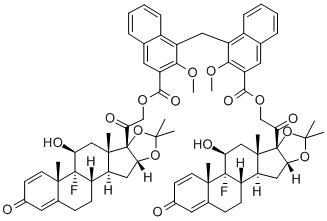 Pregna-1,4-diene-3,20-dione, 21,21'-[methylenebis[(2-methoxy-1,3-naphthalenediyl)carbonyloxy]]bis[9-fluoro-11-hydroxy-16,17-[(1-methylethylidene)bis(oxy)]-, (11beta,16alpha)-(11'beta,16'alpha)-           