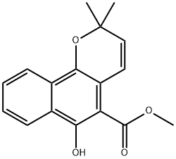 6-ヒドロキシ-2,2-ジメチル-2H-ナフト[1,2-b]ピラン-5-カルボン酸メチル 化学構造式