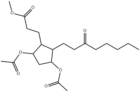 3,5-Bis(acetyloxy)-2-(3-oxooctyl)cyclopentanepropionic acid methyl ester Struktur