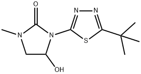 3-(5-tert-ブチル-1,3,4-チアジアゾール-2-イル)-4-ヒドロキシ-1-メチル-2-イミダゾリドン 化学構造式