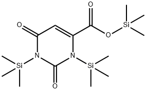1,3-ビス(トリメチルシリル)-2,6-ジオキソ-1,2,3,6-テトラヒドロ-4-ピリミジンカルボン酸トリメチルシリル 化学構造式