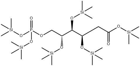 6-O-[ビス(トリメチルシロキシ)ホスフィニル]-3-O,4-O,5-O-トリス(トリメチルシリル)-2-デオキシ-D-arabino-ヘキソン酸トリメチルシリル 化学構造式