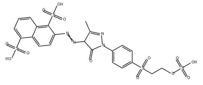 2-[[4,5-dihydro-3-methyl-5-oxo-1-[4-[[2-(sulphooxy)ethyl]sulphonyl]phenyl]-1H-pyrazol-4-yl]azo]naphthalene-1,5-disulphonic acid  Struktur
