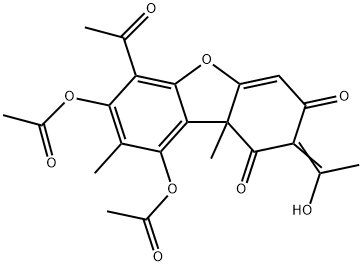 6-Acetyl-7,9-bis(acetyloxy)-2-(1-hydroxyethylidene)-8,9b-dimethyl-1,3(2H,9bH)-dibenzofurandione Structure