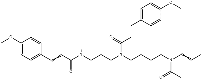 N-[4-(Acetyl-1-propenylamino)butyl]-4-methoxy-N-[3-[[3-(4-methoxyphenyl)-1-oxo-2-propenyl]amino]propyl]benzenepropanamide Struktur