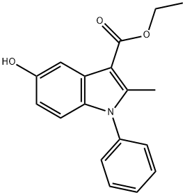 5-ヒドロキシ-2-メチル-1-フェニル-1H-インドール-3-カルボン酸エチル 化学構造式