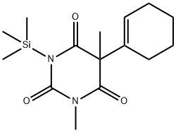 5-(1-シクロヘキセン-1-イル)-1,5-ジメチル-3-(トリメチルシリル)-2,4,6(1H,3H,5H)-ピリミジントリオン 化学構造式