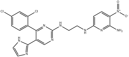 N2-(2-{[4-(2,4-ジクロロフェニル)-5-(1H-イミダゾール-1-イル)ピリミジン-2-イル]アミノ}エチル)-5-ニトロピリジン-2,6-ジアミン 化学構造式