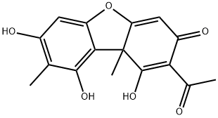 2-Acetyl-1,7,9-trihydroxy-8,9b-dimethyldibenzofuran-3(9bH)-one 结构式
