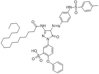 1-(3-SULFO-4-PHENOXY-PHENYL)-3-OCTADECANAMIDO-4-[(4-TOLYSULFONAMIDO)-PHENYLAZO]-5-PYRAZOLINE-5-ONE Structure