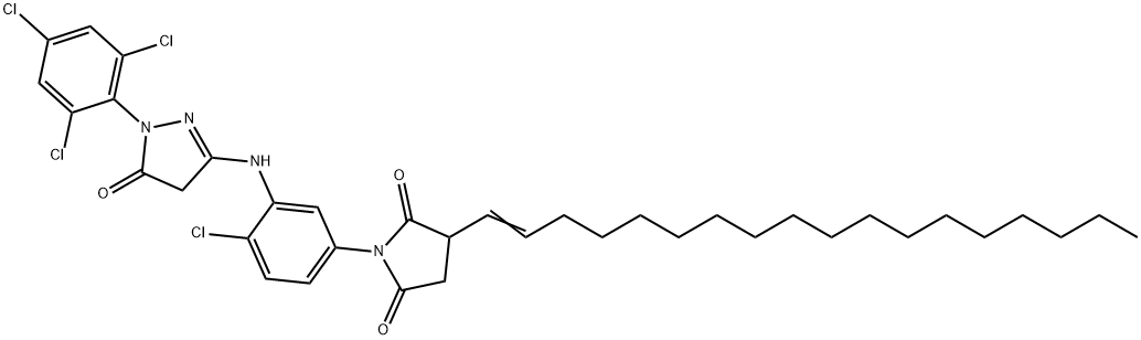 1-[4-氯-3-[[4,5-二氯-5-氧代-1-(2,4,6-三氯苯基)-1H-吡唑-3-基]-氨基]苯基]-3-(1-十八烯基)-2,5-吡咯烷二酮, 55697-65-9, 结构式