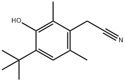 4-(1,1-ジメチルエチル)-3-ヒドロキシ-2,6-ジメチルベンゼンアセトニトリル 化学構造式