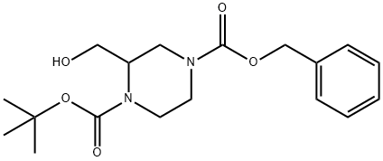 4-Cbz-1-Boc 2-(hydroxyMethyl)piperazine 结构式