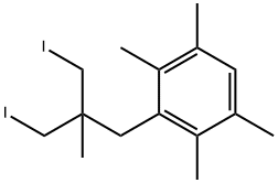 3-[3-Iodo-2-(iodomethyl)-2-methylpropyl]-1,2,4,5-tetramethylbenzene Struktur