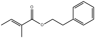 (E)-2-メチル-2-ブテン酸フェネチル 化学構造式