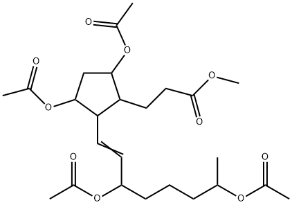 3,5-ビス(アセチルオキシ)-2-[3,7-ビス(アセチルオキシ)-1-オクテニル]シクロペンタンプロパン酸メチル 化学構造式