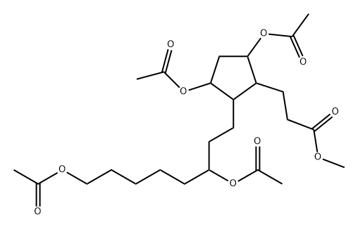 3,5-ビス(アセチルオキシ)-2-[3,8-ビス(アセチルオキシ)オクチル]シクロペンタンプロパン酸メチル 化学構造式