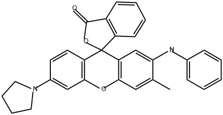 2'-anilino-3'-methyl-6'-pyrrolidinylspiro[isobenzofuran-1(3H),9'-[9H]xanthene]-3-one Struktur