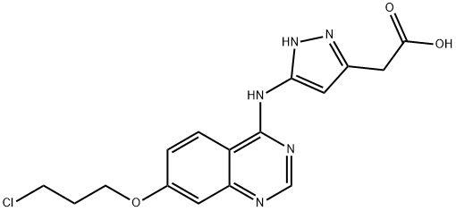 [5-[7-(3-氯丙氧基)喹唑啉-4-氨基]吡唑-3-基]乙酸 结构式