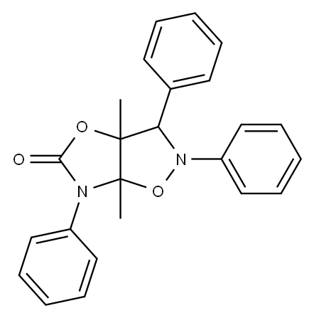 3,3a,6,6a-テトラヒドロ-3a,6a-ジメチル-2,3,6-トリフェニルオキサゾロ[5,4-d]イソオキサゾール-5(2H)-オン 化学構造式