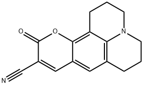 3-シアノ-6,7,8-(4-アザヘプタン-1,4,7-トリイル)-2H-1-ベンゾピラン-2-オン 化学構造式