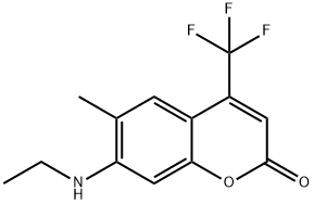 7-(エチルアミノ)-6-メチル-4-(トリフルオロメチル)クマリン 化学構造式