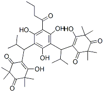 4,4'-[(2,4,6-トリヒドロキシ-5-ブチリル-1,3-フェニレン)ビス(2-メチルプロパン-1,1-ジイル)]ビス(5-ヒドロキシ-2,2,6,6-テトラメチル-4-シクロヘキセン-1,3-ジオン) 化学構造式