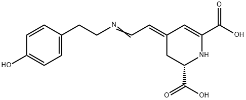 1,2,3,4-Tetrahydro-4-[2-[[2-(4-hydroxyphenyl)ethyl]imino]ethylidene]pyridine-2,6-dicarboxylic acid Struktur
