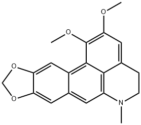 5,6-ジヒドロ-1,2-ジメトキシ-6-メチル-4H-ベンゾ[de][1,3]ベンゾジオキソロ[5,6-g]キノリン 化学構造式