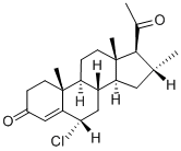 (6S,9S,14S,16R,17S)-17-acetyl-6-chloro-10,13,16-trimethyl-1,2,6,7,8,9,11,12,14,15,16,17-dodecahydrocyclopenta[a]phenanthren-3-one Struktur