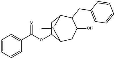 2-ベンジル-8-メチル-8-アザビシクロ[3.2.1]オクタン-3,6-ジオール6-ベンゾアート 化学構造式