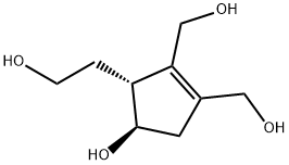 (3R,4R)-4-ヒドロキシ-3-(2-ヒドロキシエチル)-1-シクロペンテン-1,2-ジメタノール 化学構造式