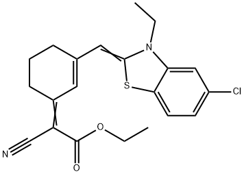 ACETIC ACID, [3-[[5-CHLORO-3-ETHYL-2(3H)-BENZOTHIAZOLYLIDENE]METHYL]-2-CYCLOHEXEN-1-YLIDENE]CYANO-, ETHYL ESTER Struktur